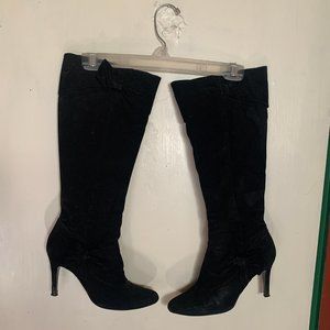Nine West zip-up knee-high suede boots with bow detail, women's 8
